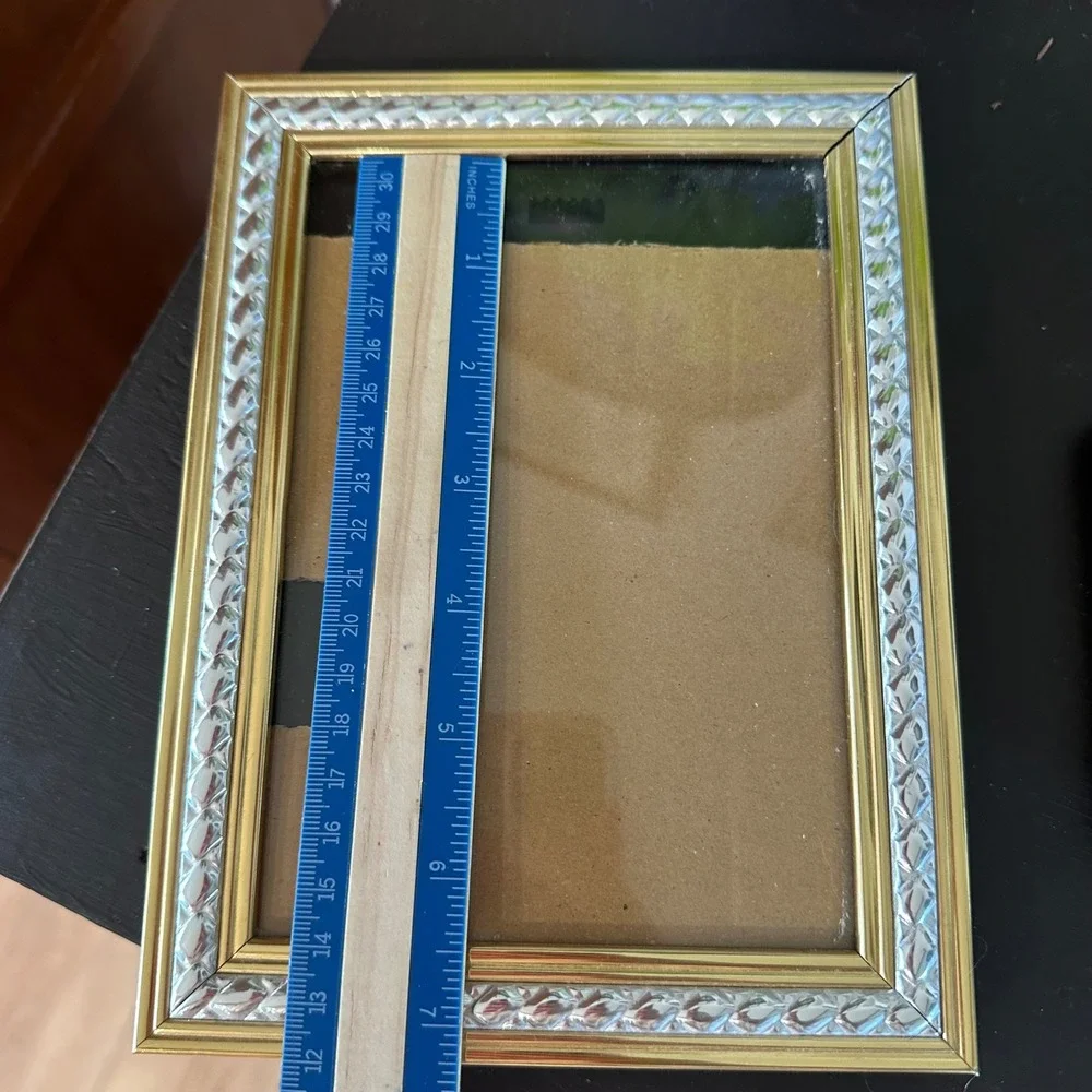 VTG 90's Picture Frame Set 2 Gold Silver Textured 5x7 2x3 Cottagecore Grannycore